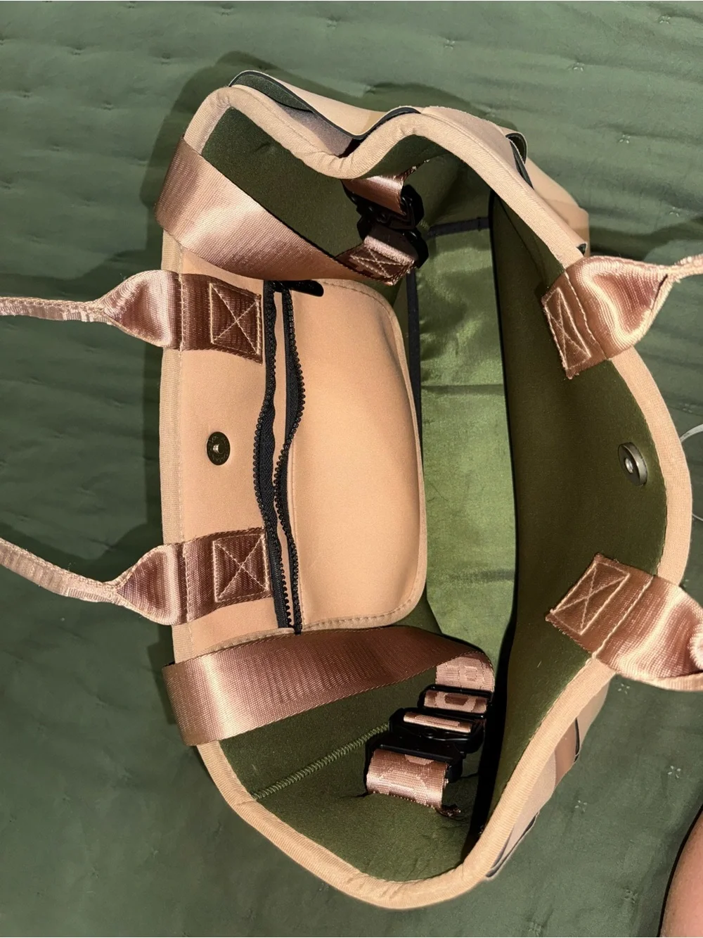 Popups neoprene Beige Woven Tote Bag with Logo Strap